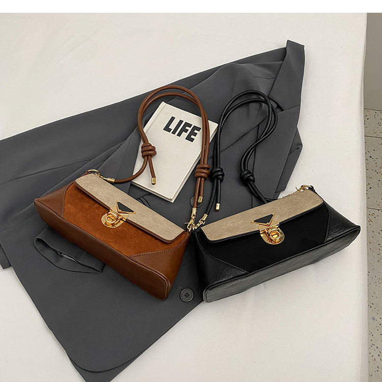 Patchwork Underarm Baguette Bag