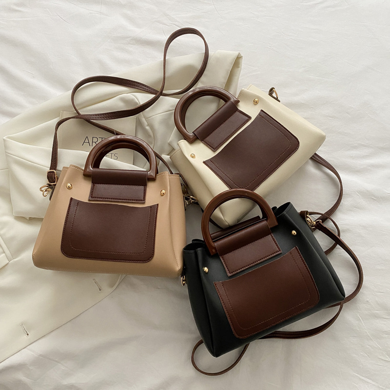 Stitching Retro Texturized Small Crossbody Bag