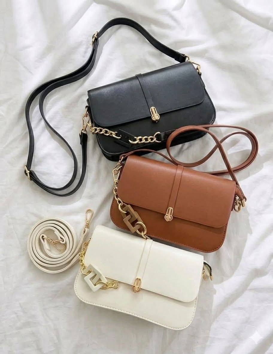 Structured Flap Shoulder Bag with Dual Strap
